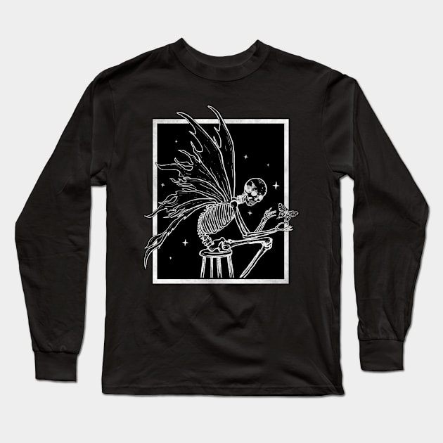 Fairycore Aesthetic Skeleton Fairy Grunge Goth Long Sleeve T-Shirt by Alex21